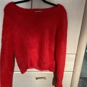 Bar III Vibrant Red Fuzzy Sweater